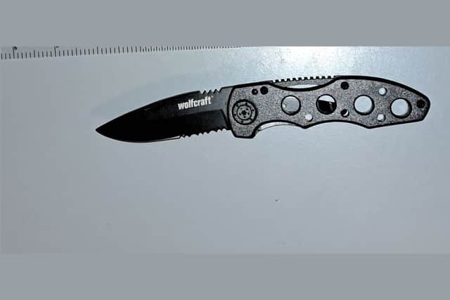 One of the knives seized during the operation.