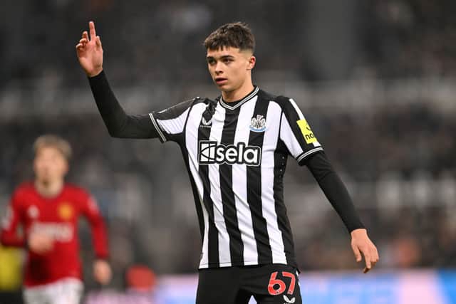Newcastle United midfielder Lewis Miley. (Photo by Stu Forster/Getty Images)