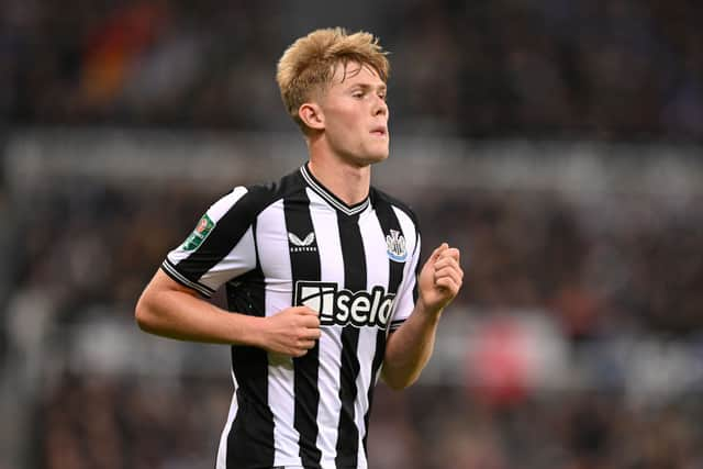 Newcastle United left-back Lewis Hall. (Photo by Stu Forster/Getty Images)