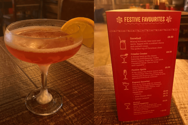 The "Crimbo Cosmo" cocktail and festive drinks menu. Photo: National World.