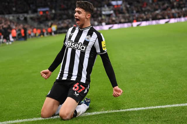 Newcastle United midfielder Lewis Miley. (Photo by Stu Forster/Getty Images)