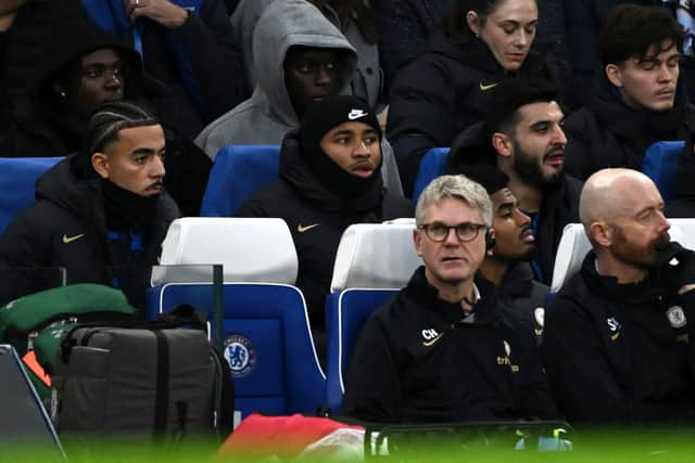 Chelsea striker Christopher Nkunku. (Photo by BEN STANSALL/AFP via Getty Images)