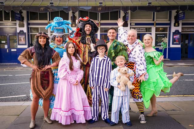 The full Peter Pan cast outside the Tyne Theatre.