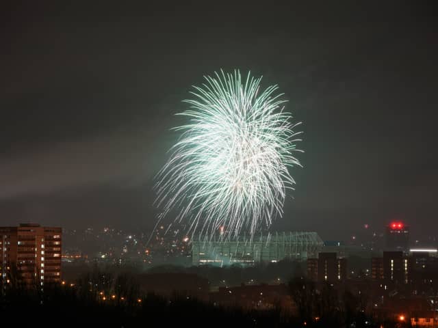 Fireworks explode over Newcastle on New Year's Eve 2020.