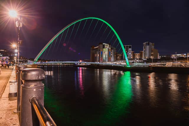 Newcastle's landmarks shone green in December in support of NSPCC.