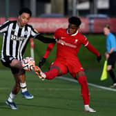 Keyrol Figueroa of Liverpool and Travis Hernes of Newcastle United. (Photo by Nick Taylor/Liverpool FC/Liverpool FC via Getty Images)