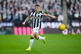 Kieran Trippier of Newcastle in action during the Emirates FA Cup Third Round match between Sunderland and Newcastle United  at Stadium of Light on January 06, 2024 in Sunderland, England. (Photo by Michael Regan/Getty Images)