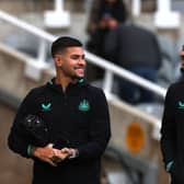 Newcastle United pair Bruno Guimaraes and Joelinton. (Photo by Ian MacNicol/Getty Images)