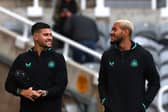 Newcastle United pair Bruno Guimaraes and Joelinton. (Photo by Ian MacNicol/Getty Images)