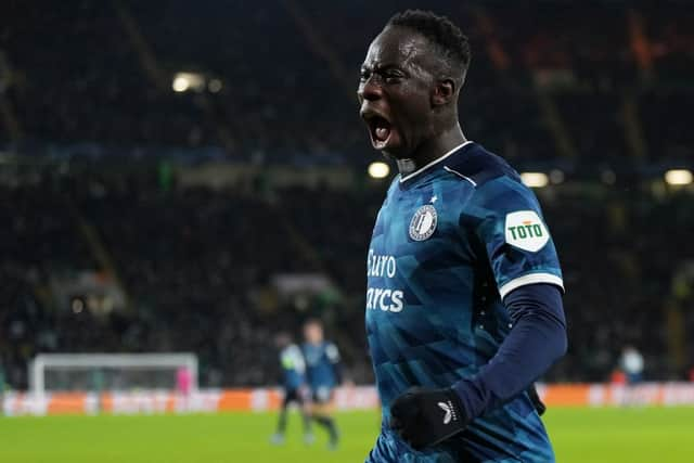 Newcastle United winger Yankuba Minteh is currently on loan at Feyenoord. (Photo by ANDY BUCHANAN/AFP via Getty Images)