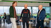 Sir Jim Ratcliffe and Sir Dave Brailsford of INEOS meet Manchester United boss Erik ten Hag. (Photo by Manchester United/Manchester United via Getty Images)