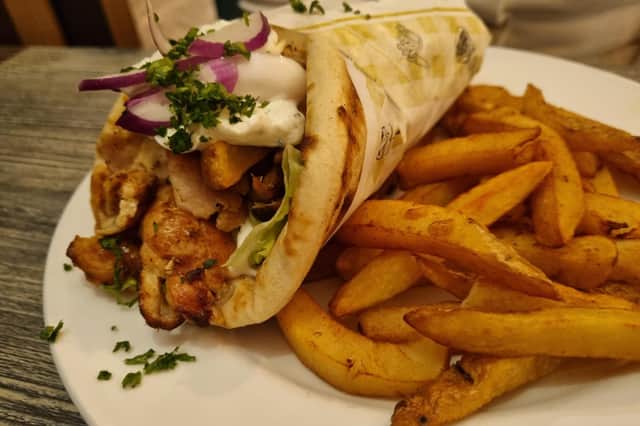 Chicken Gyros, the staple of any Greek meal, took our reviewer back to sunnier climes.