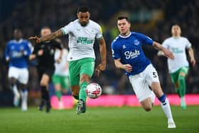 Newcastle United striker Callum Wilson and Everton defender Michael Keane.(Photo by Gareth Copley/Getty Images)