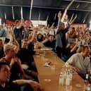 During Eurofest in 1996 - crowd of football supporters celebrate