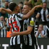 Newcastle United wingers Harvey Barnes (right) and Jacob Murphy (left). (Photo by IAN HODGSON/AFP via Getty Images)