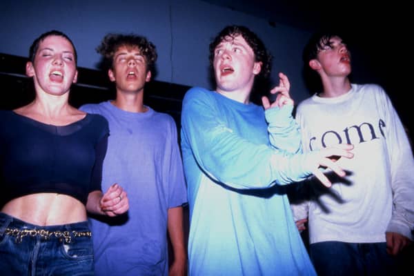 Clubbers on the main stage at the Hacienda, 1989