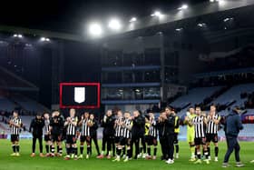 Newcastle United players applaud supporters after Aston Villa win. (Photo by Catherine Ivill/Getty Images)