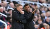 Newcastle United head coach Eddie Howe and assistant Jason Tindall. (Photo by Stu Forster/Getty Images)