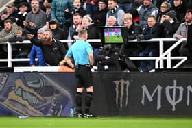 VAR getting checked at Newcastle United's St James' Park.