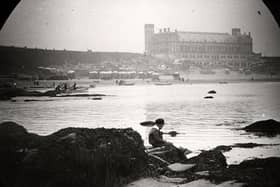 View across bay from where a small boy sits.