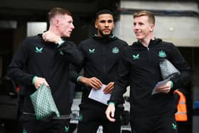 Newcastle United trio Elliot Anderson, Jamaal Lascelles and Matt Targett. (Photo by Stu Forster/Getty Images)