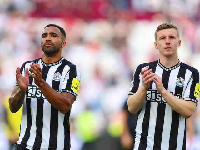Newcastle United duo Callum Wilson and Matt Targett. (Photo by Tom Dulat/Getty Images)