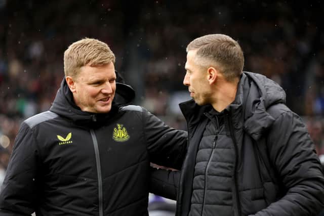 Newcastle United boss Eddie Howe and Wolves manager Gary O'Neil. (Photo by Wolverhampton Wanderers FC/Wolves via Getty Images)