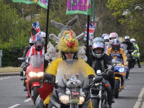 Hundreds of bikers converge on Durham for the annual Easter egg run, where they deliver eggs to hospitals throughout the region.
Here they are in April 2012.