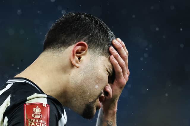 Bruno Guimaraes was dejected after Newcastle United's 2-- defeat to Manchester City