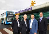 Steve Walker, MD for Stagecoach North East, Adam Ewart, Airport Planner, Graeme Mason, Chief Sustainability and Communications Officer at Newcastle Airport, and Huw Lewis, Customer Services Director at Nexus.