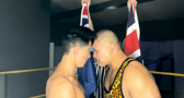 Star actor Derek Siow wrestling with professional wrestler Rishi Ghosh in rehearsal performance