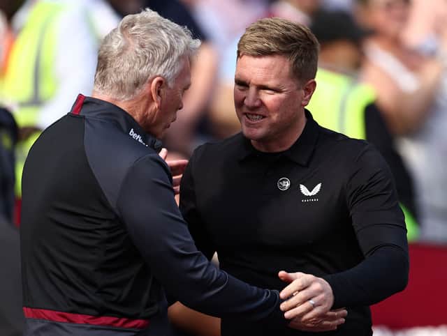 West Ham manager David Moyes (left) and Eddie Howe will go head-to-head at St James' Park