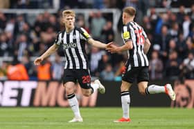 Newcastle United left-back Lewis Hall. (Photo by George Wood/Getty Images)