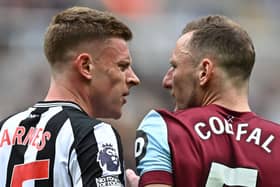 Newcastle United winger Harvey Barnes & West Ham defender Vladimir Coufal (Photo by PAUL ELLIS/AFP via Getty Images)