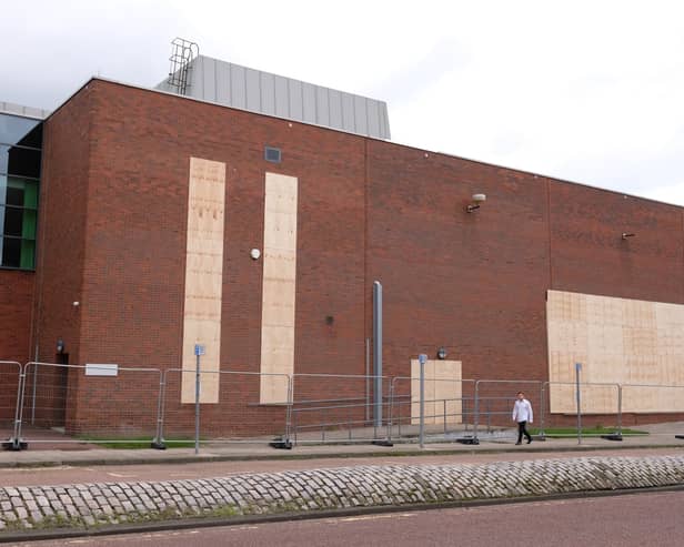 Gateshead Leisure Centre which is now boarded up after its controversial closure.