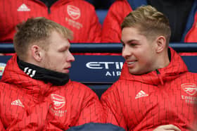 Aaron Ramsdale with Emile Smith-Rowe.