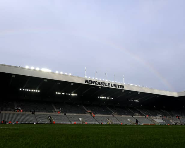 General view inside the stadium as a rainbow is seen prior to the Premier League match between Newcastle United and Everton at St. James Park. (Photo by George Wood/Getty Images)