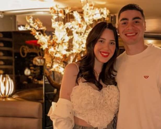 Miguel Almiron and his wife Alexia Notto in Newcastle's Babucho.