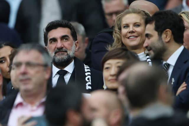 Chairman of Newcastle United, Yasir Al-Rumayyan and Amanda Staveley, Part-Owner of Newcastle United. (Photo by Ian MacNicol/Getty Images)