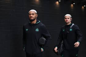 Joelinton of Newcastle United arrives at the stadium prior to the Premier League match between Burnley FC and Newcastle United at Turf Moor on May 04, 2024 in Burnley, England.