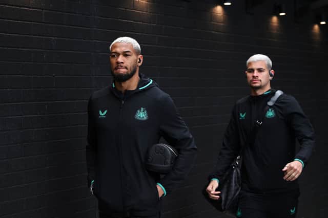 Joelinton of Newcastle United arrives at the stadium prior to the Premier League match between Burnley FC and Newcastle United at Turf Moor on May 04, 2024 in Burnley, England.