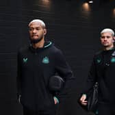 Joelinton of Newcastle United arrives at the stadium prior to the Premier League match between Burnley FC and Newcastle United at Turf Moor on May 04, 2024 in Burnley, England.