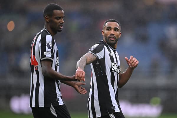 Newcastle United strikers Alexander Isak (left) Callum Wilson (right). (Photo by Stu Forster/Getty Images)