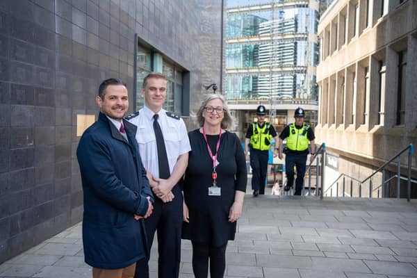 From left: Tariq Albassam of NE1, Chief Superintendent Barrie Joisce, of Northumbria Police, and Cllr Paula Maines, Cabinet member for a Resilient City at Newcastle City Council. Photo: Northumbria Police.