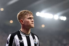 Newcastle United left-back Lewis Hall. (Photo by George Wood/Getty Images)