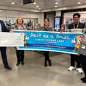 The cheque presentation for Daft As A Brush on the concourse of Central Metro station, in Newcastle. From left: David Wilson, Daft As A Brush development manager, Deb Stephenson, Jenni Daglish and Subham Singh, from Nexus who played a big role in the fundraising activities, and Cathy Massarella, Nexus managing director. Photo: Nexus.