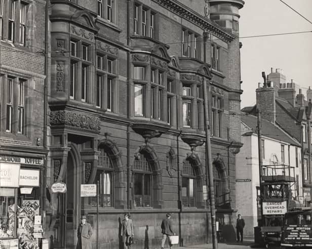 A view of the exterior of Newcastle Breweries Offices Haymarket Newcastle upon Tyne taken in 1964. The photograph has been taken from Percy Street looking across to the front of the offices. 