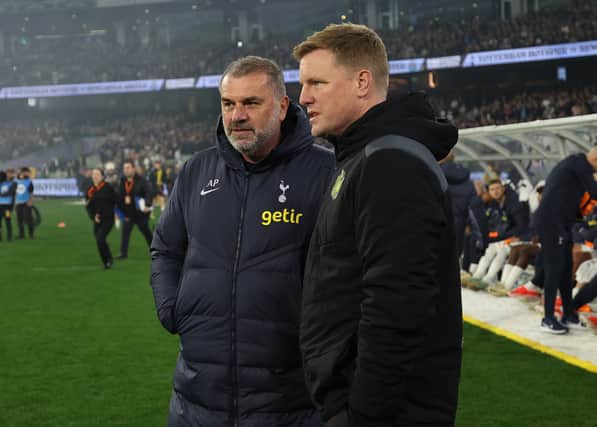 Ange Postecoglou (left) and Newcastle United manager Eddie Howe