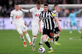 Newcastle United's Alex Murphy controls the ball during the football friendly match between Tottenham Hotspur and Newcastle United at Melbourne Cricket Ground (MCG) in Melbourne on May 22, 2024. (Photo by Martin KEEP / AFP) / -- IMAGE RESTRICTED TO EDITORIAL USE - STRICTLY NO COMMERCIAL USE -- (Photo by MARTIN KEEP/AFP via Getty Images)