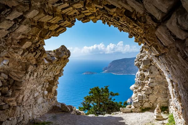 View from ruins of a church in Monolithos castle, Rhodes island, Greece. Image: Tomasz Czajkowski/stock.adobe